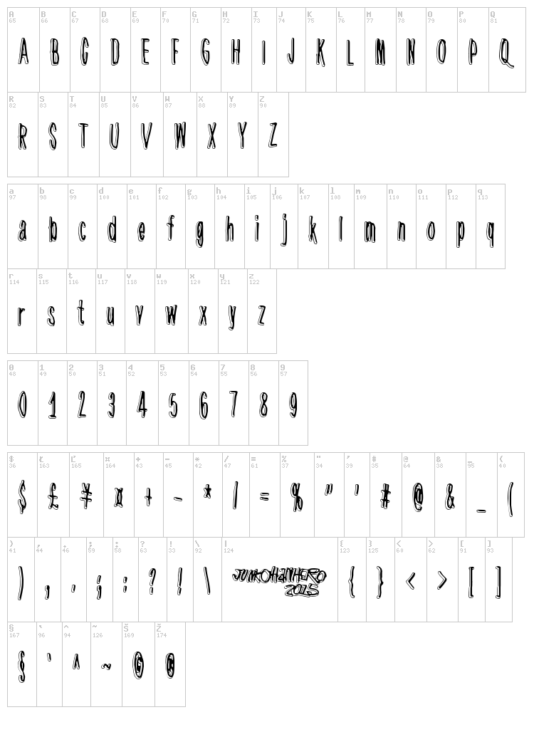 Hidden Zebra font map